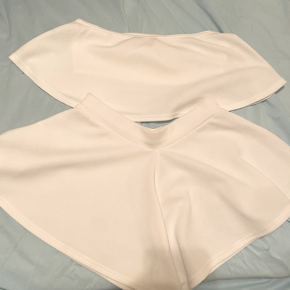 White boo hoo two piece off the shoulder